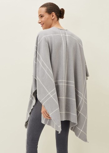 Phase Eight Shauna Check Cape Scarves Grey Canada | VCDFRH-163